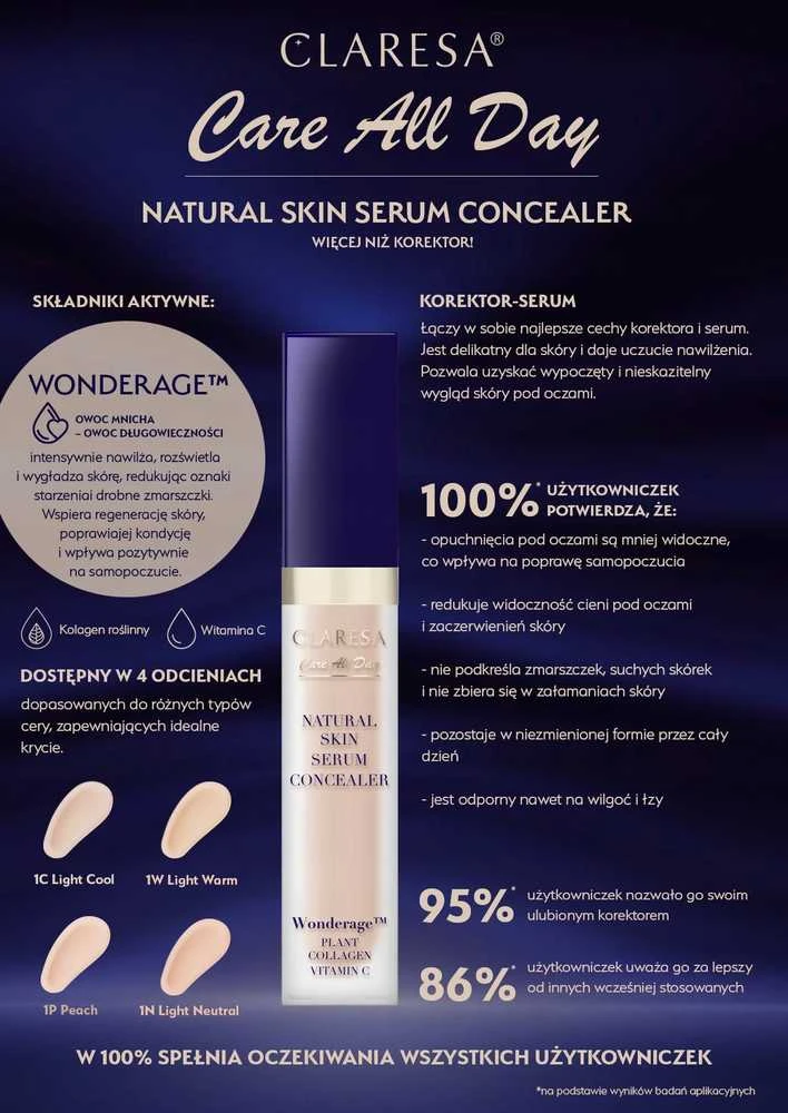 Claresa Natural Skin Serum Maskuoklis 1W Light Warm, 7 ml