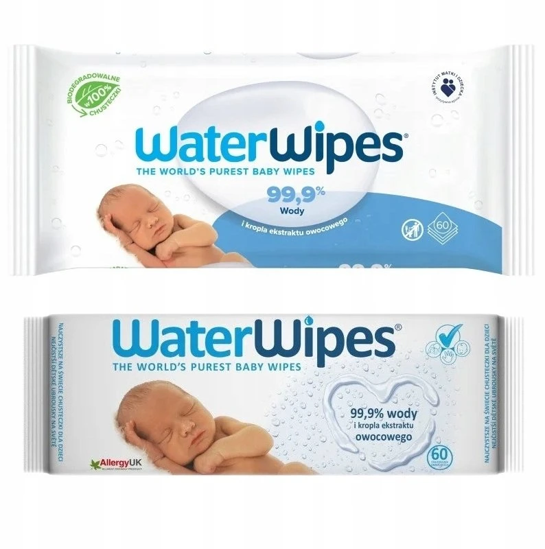 WATER WIPES WATERWIPES DRĖGNOS SERVETĖLĖS 18 PAKUOČIŲ PO 60 VNT. BIODEGRADABLE