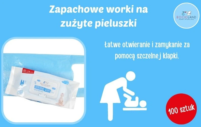 Bocioland maišeliai panaudotiems vystyklams 100 vnt BL018