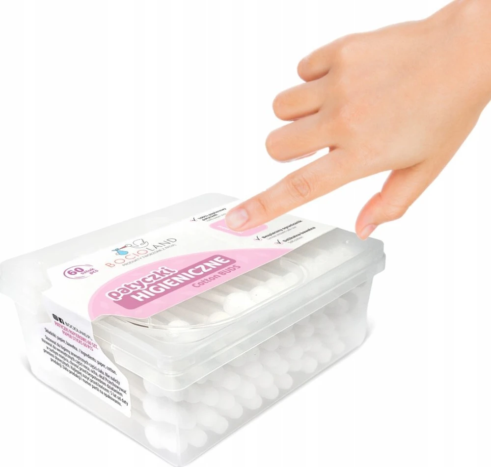 Bocioland krapštukai ausims vaikiški saugus medvilniniai 60 vnt BL159