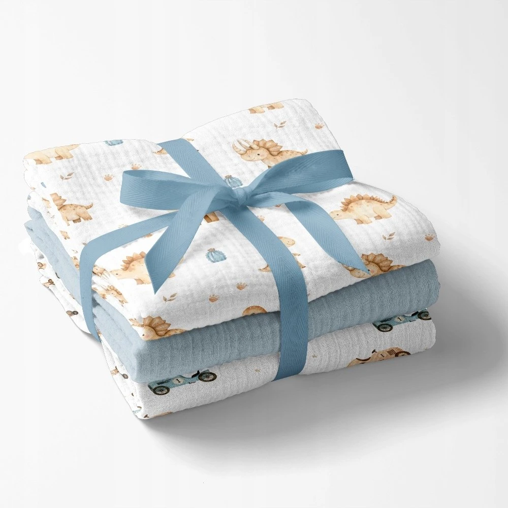 Rankšluostis Bocioland 3015 MUŠLININĖS SAUSKĖS 70X70 3-PACK MĖLYNA BL301