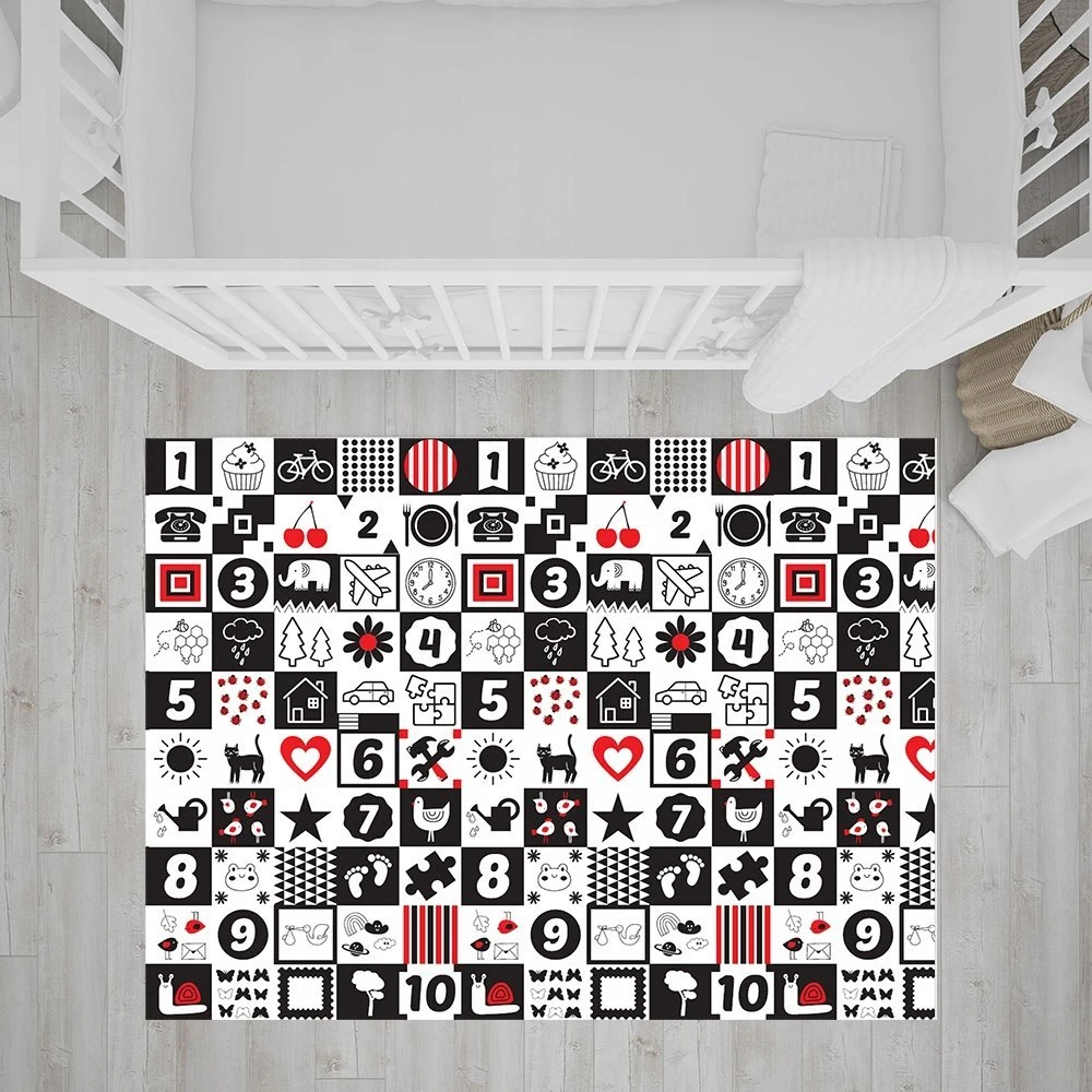 Bocioland BOCIOLAND BL124-SULANKSTAMAS KONTRASNIS KILIMAS 150X200CM MAŽAS LOKIS