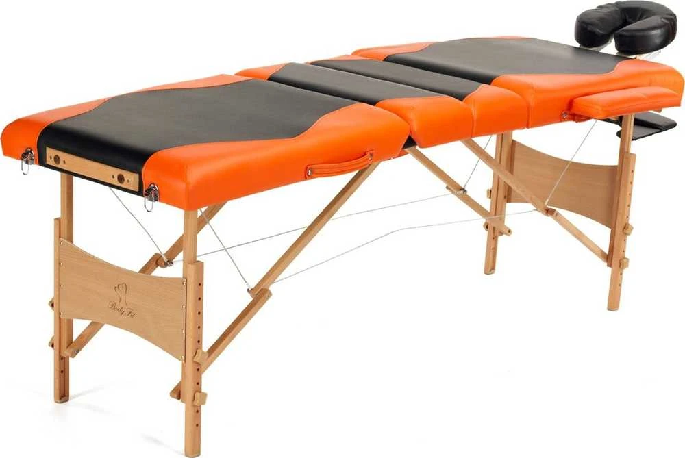 Bodyfit masažinė lova 4 dalių dviejų spalvų juoda - oranžinė (1045)