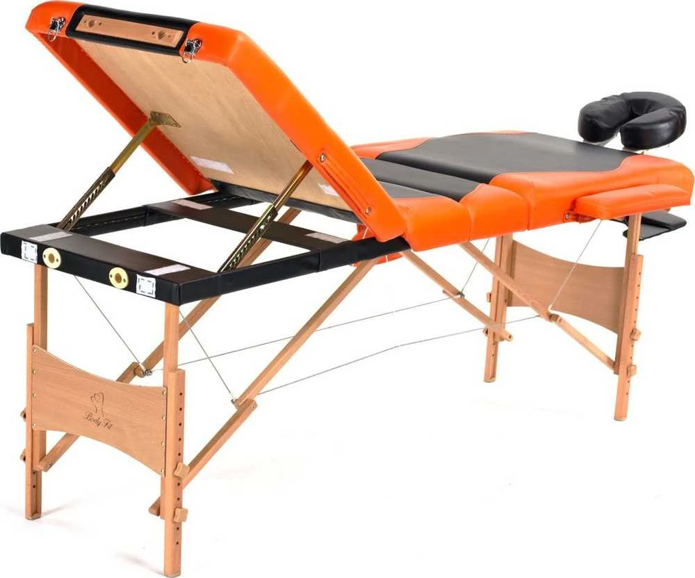Bodyfit masažinė lova 4 dalių dviejų spalvų juoda - oranžinė (1045)
