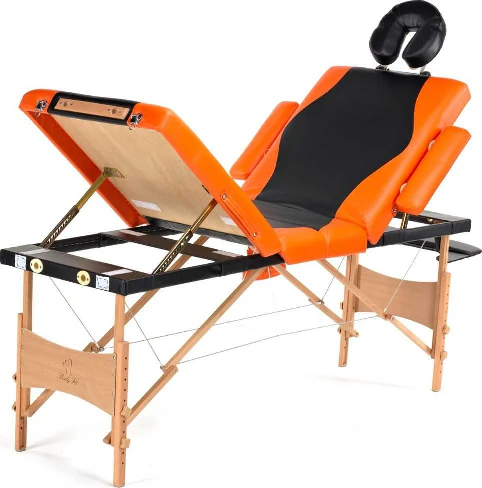 Bodyfit masažinė lova 4 dalių dviejų spalvų juoda - oranžinė (1045)