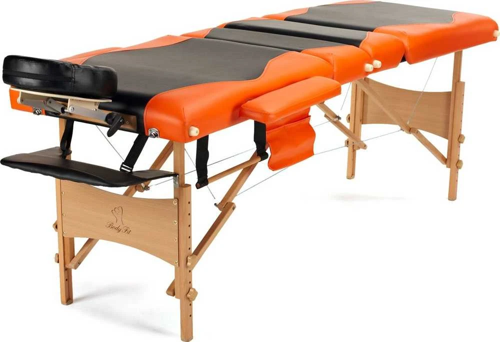 Bodyfit masažinė lova 4 dalių dviejų spalvų juoda - oranžinė (1045)
