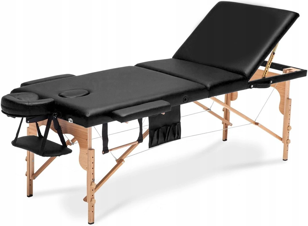 Bodyfit stalas, masažinė lova, 3 segmentų, medinis XXL