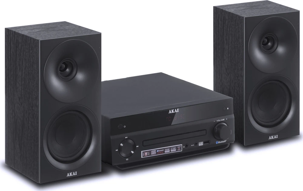 AKAI AM-301B sistema 40W (2x20W) CD MP3 BT USB FM 40 išankstinių stočių AUX RCA, juodas