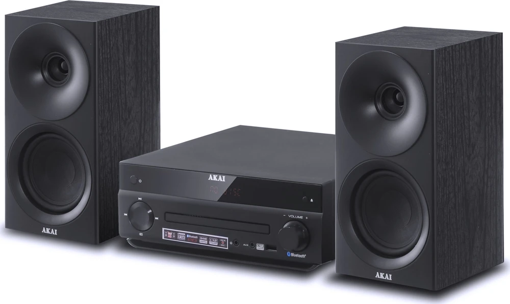 AKAI AM-301B sistema 40W (2x20W) CD MP3 BT USB FM 40 išankstinių stočių AUX RCA, juodas