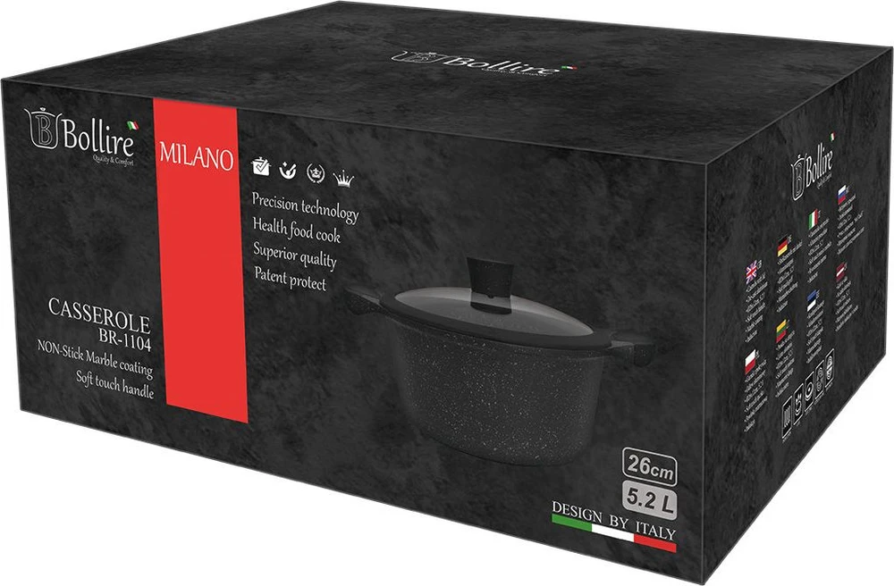 Puodas su dangčiu BOLLIRE MILANO BR-1104, Ø26 cm, 5,2 l
