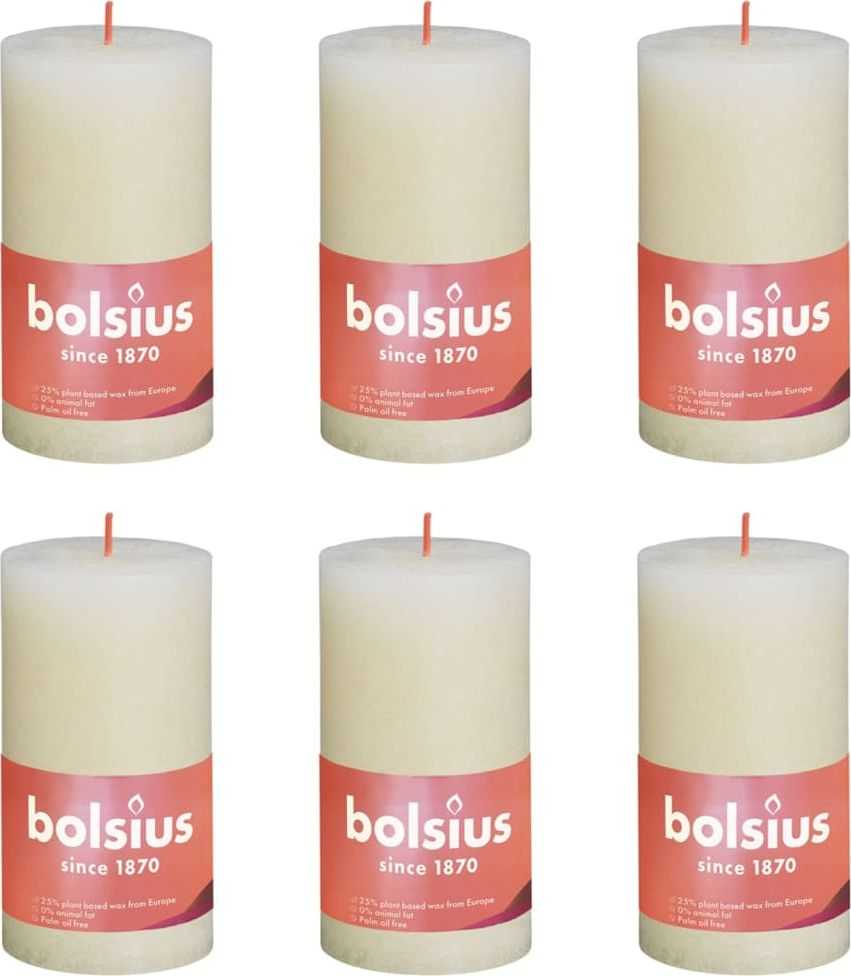 Multi Bolsius Žvakės Shine, 4vnt., švelnios perlų, 130x68mm, cilindro formos