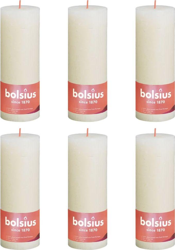 Bolsius Žvakės Shine, 4vnt., švelnios perlų, 190x68mm, cilindro formos