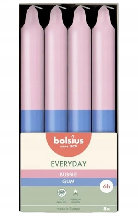 Žvakė, aromatinė Bolsius Bubble Gum, 18/2.13cm, 8 vnt.