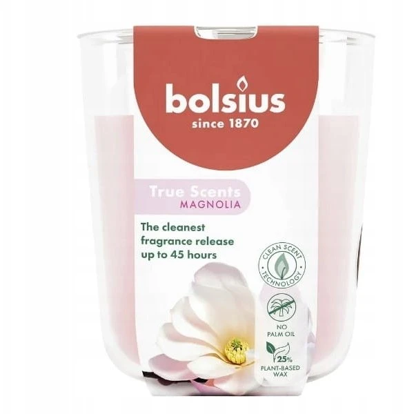 Žvakė, aromatinė Bolsius Blooming Magnolia, 45 h, Rožinė