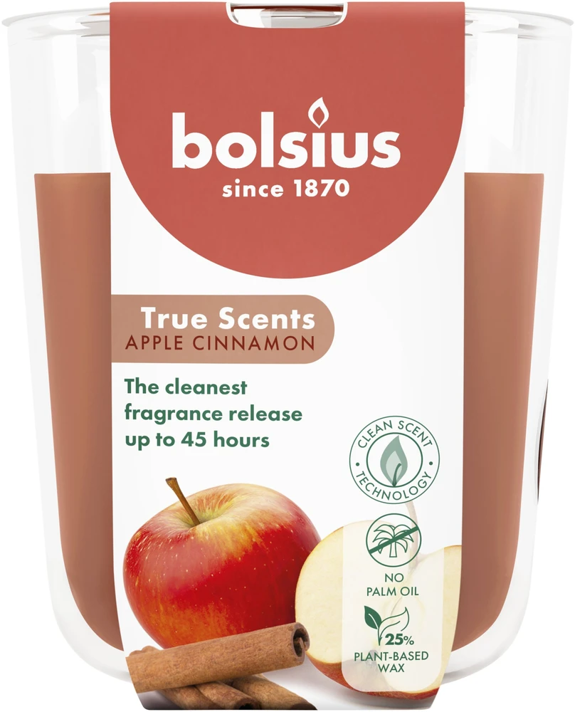 Bolsius „True Scents“ kvapioji žvakė 97 x 85 mm, obuolių ir cinamono skonio