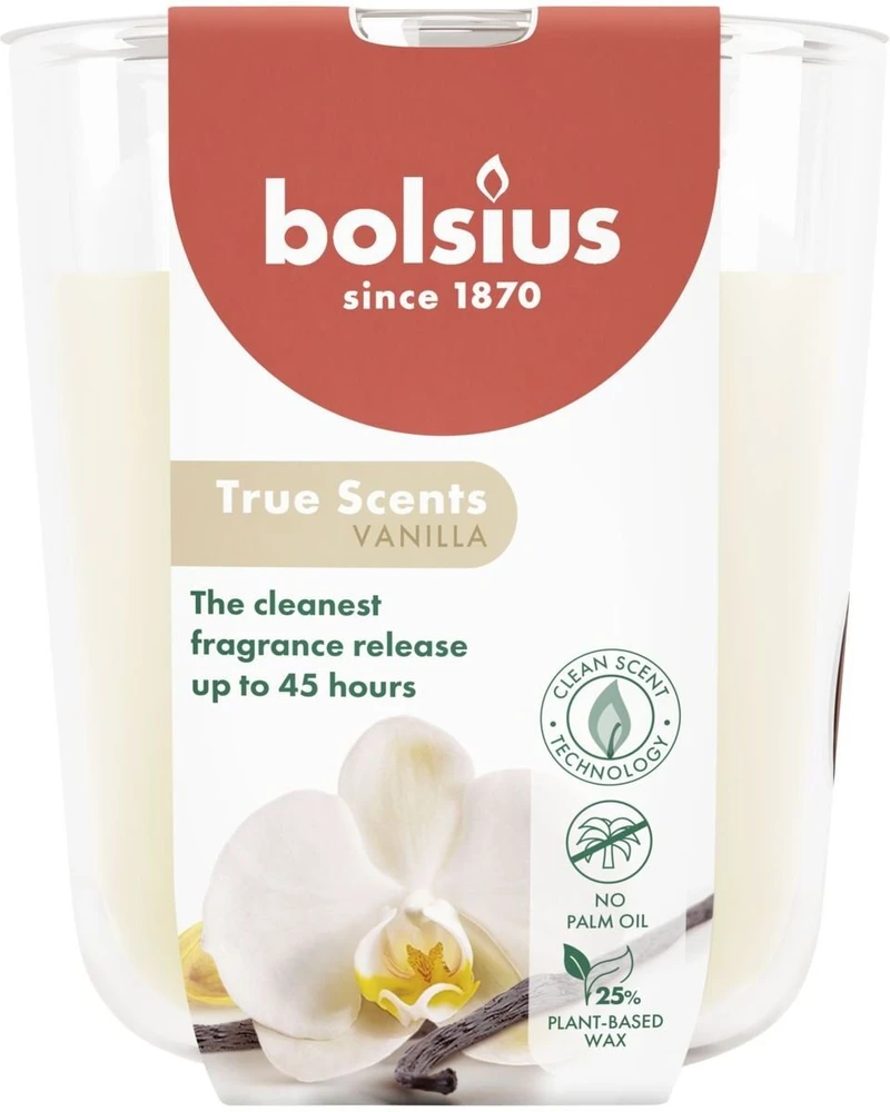 Žvakė, aromatinė Bolsius Smooth Vanilla, 45 h, Balta/Rusva