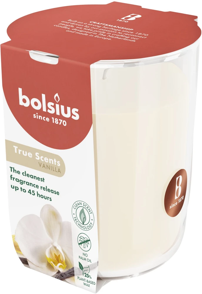 Žvakė, aromatinė Bolsius Smooth Vanilla, 45 h, Balta/Rusva