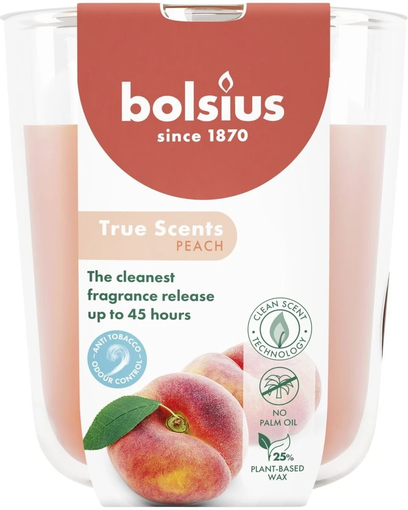 Bolsius „True Scents“ kvapioji žvakė 97 x 85 mm, persikų skonio