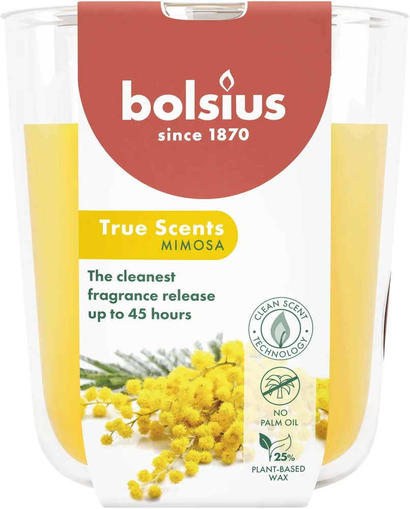 Bolsius „True Scents“ kvapioji žvakė 97 x 85 mm, „Mimosa“