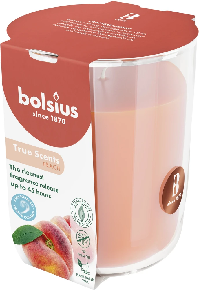 Bolsius „True Scents“ kvapioji žvakė 97 x 85 mm, persikų skonio
