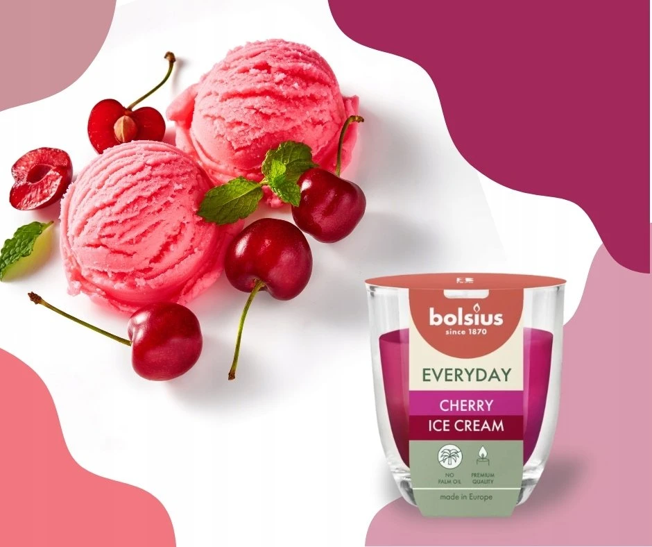 Žvakė aromatinė Bolsius Cherry Ice Kreminis 21 h Raudona/Rožinė
