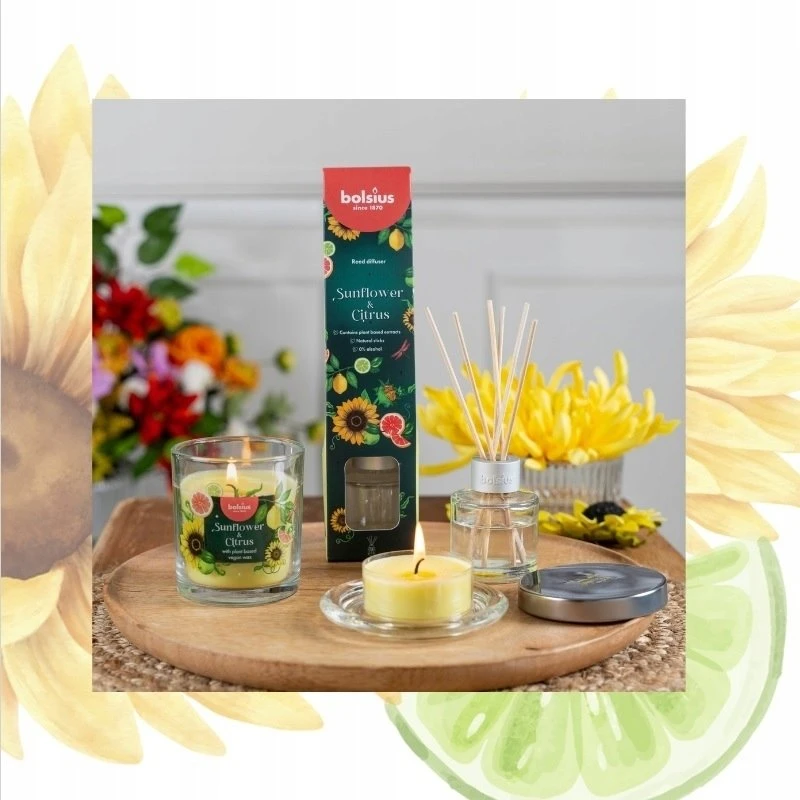 Žvakė, aromatinė Bolsius Saulėgąžų ir citrusų, 25 h
