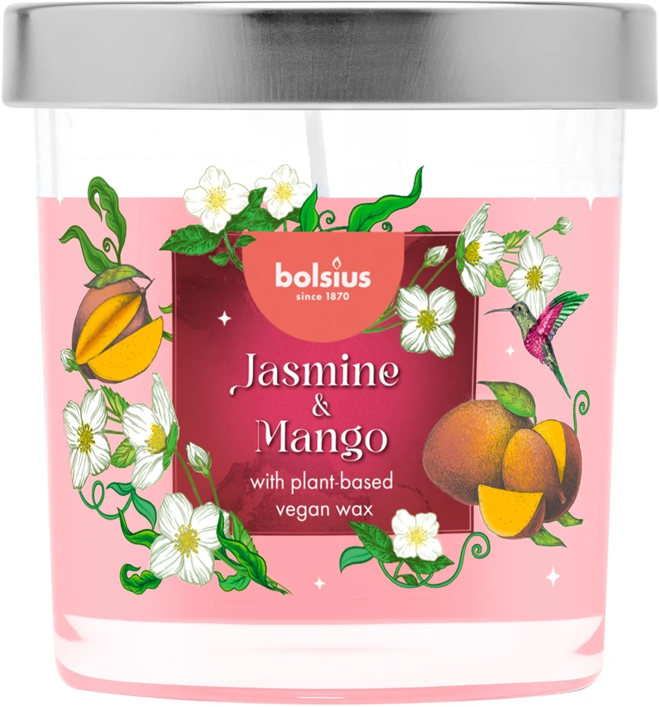 Žvakė, aromatinė Bolsius Jazminų ir mango, 25 h, 10 cm