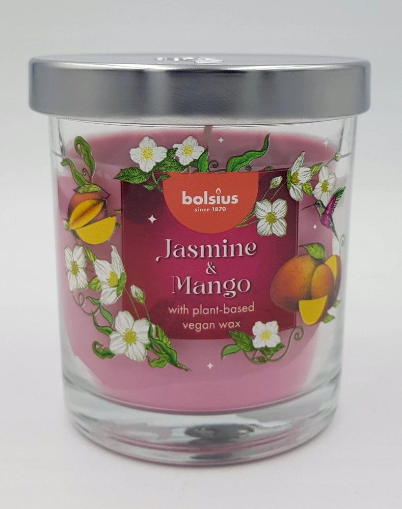 Žvakė, aromatinė Bolsius Jazminų ir mango, 25 h, 10 cm