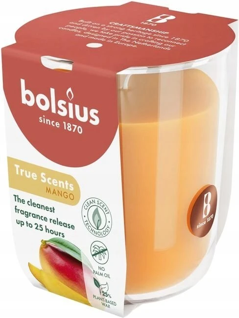 Žvakė, aromatinė Bolsius Happy Mango, 25 h, Oranžinė