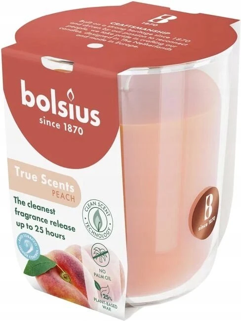 Bolsius „True Scents“ kvapioji žvakė „Persikas“, 80 x 73 mm