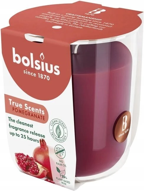 Žvakė, aromatinė Bolsius Poppy Pomegranate, 25 h