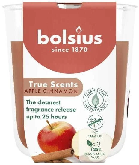Bolsius „True Scents“ kvapioji žvakė 80x73mm, obuolių ir cinamono skonio