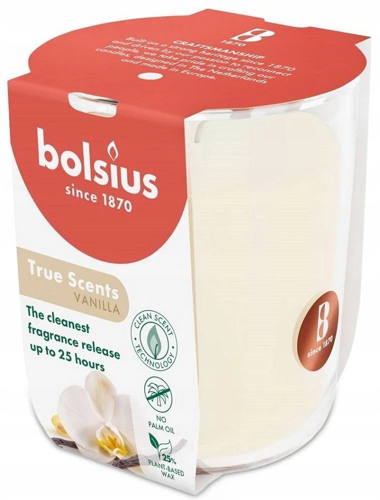 Žvakė, aromatinė Bolsius Smooth Vanilla, 25 h, Gelsva