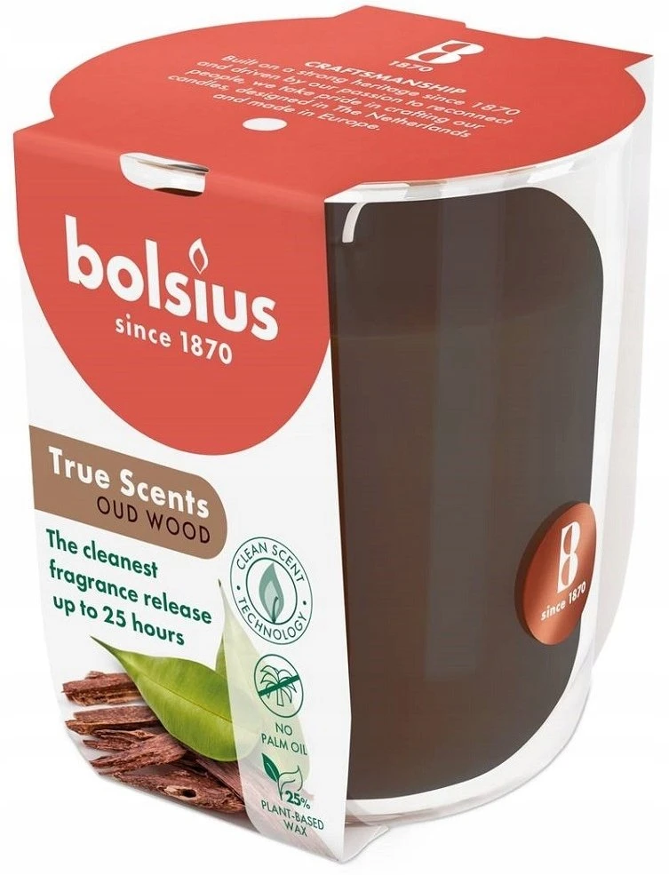 Žvakė, aromatinė Bolsius Calming Oudh, 25 h, Ruda