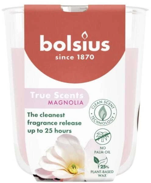 Žvakė, aromatinė Bolsius Blooming Magnolia, 25 h, Rožinė