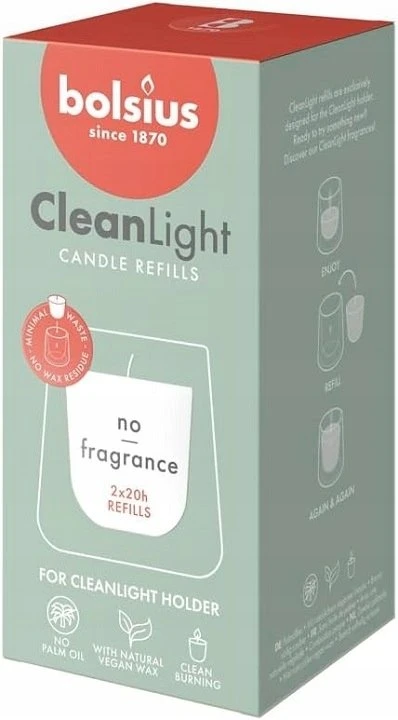 Bolsius CleanLight žvakių papildymas 2 vnt.