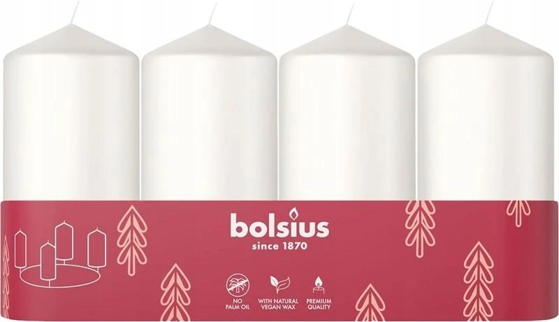 Bolsius Cylinder Candles 4pcs 100x48mm Baltas