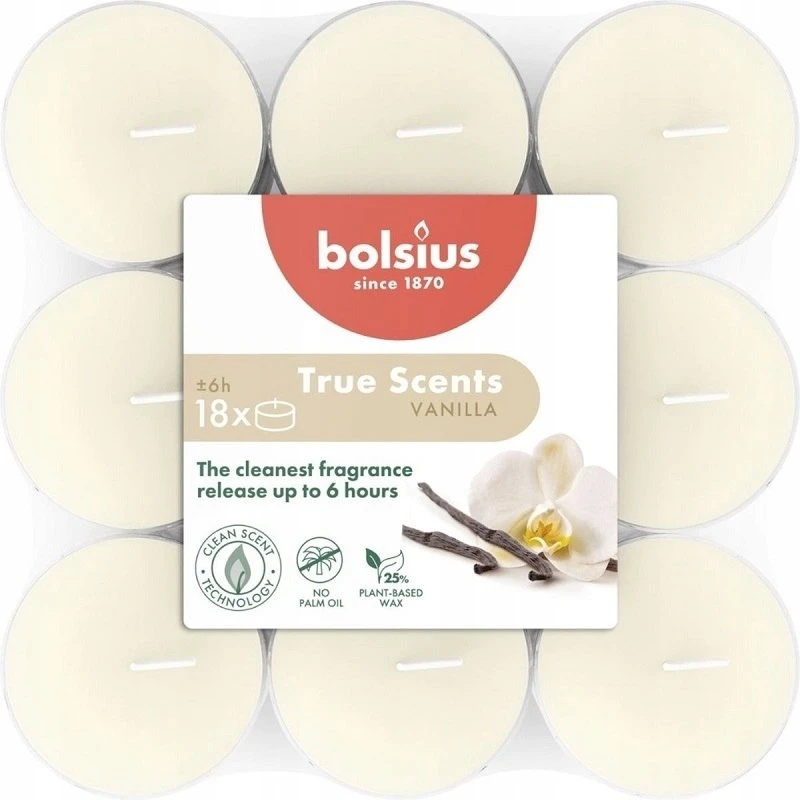 Bolsius Tea candle aroma. 18 pcs. True Scents vanilla