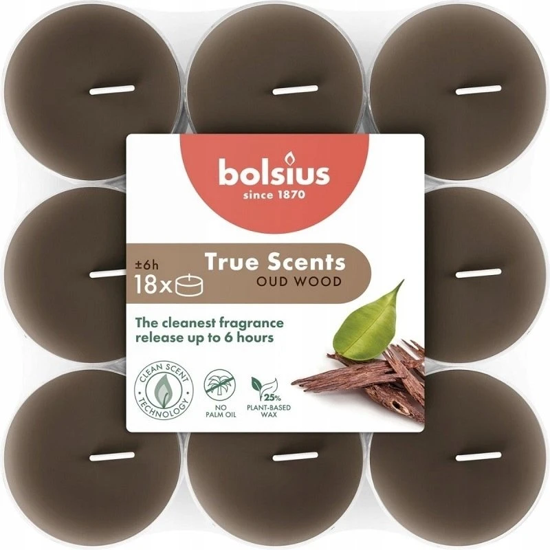 Bolsius Tea candle aroma. 18 pcs. True Scents oud wood