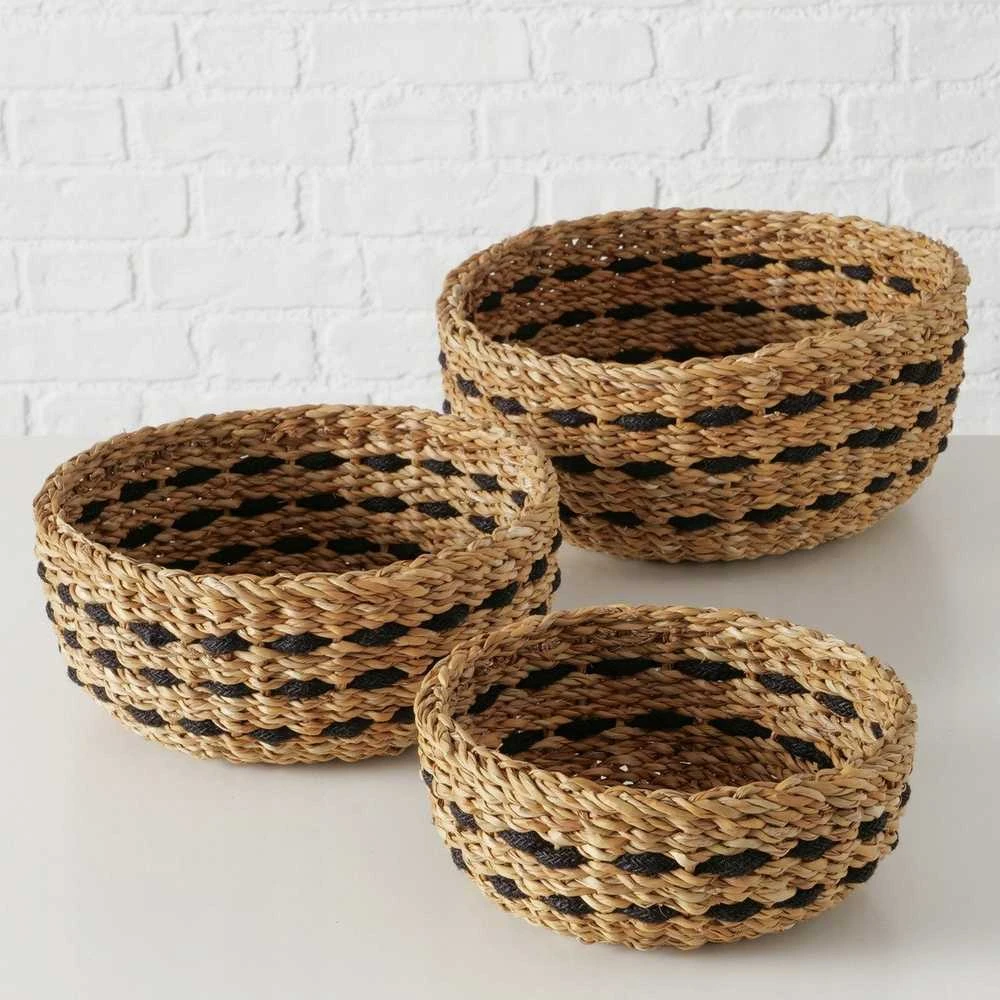 Boltze Apvalių dekoratyvinių krepšelių rinkinys BOKAR, 3 vnt. Ø 21-30 cm