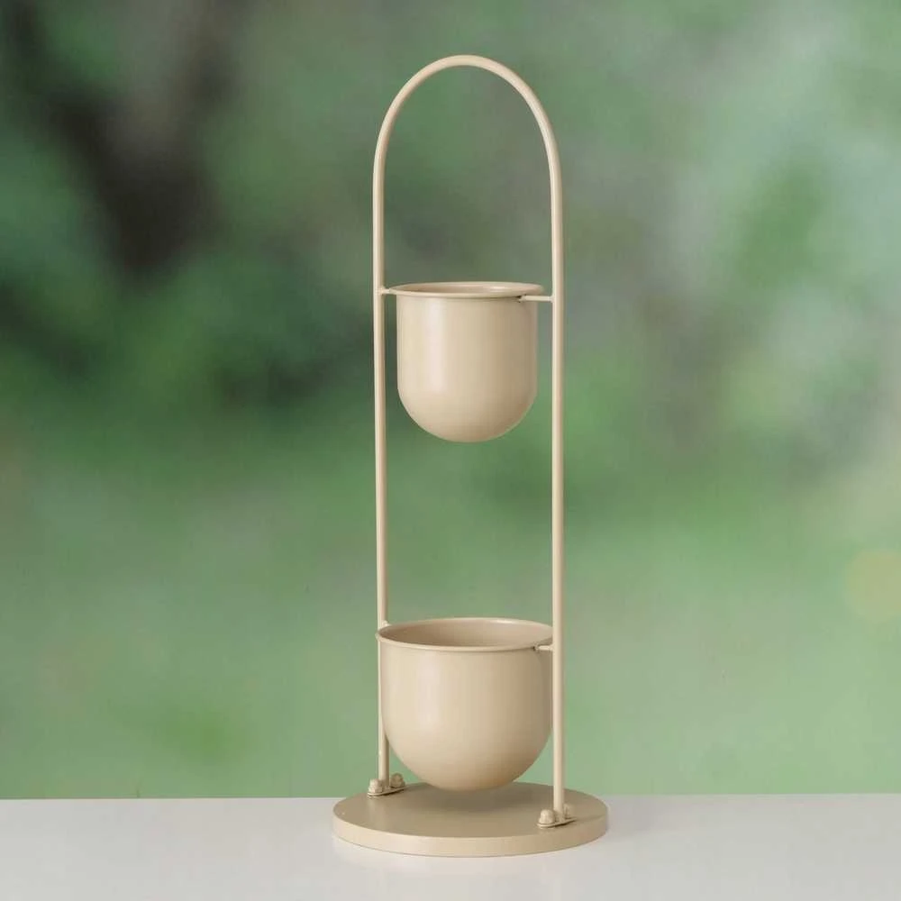 Boltze Kwietnik metalowy CAMILIO, smėlio spalva, aukštis 75 cm