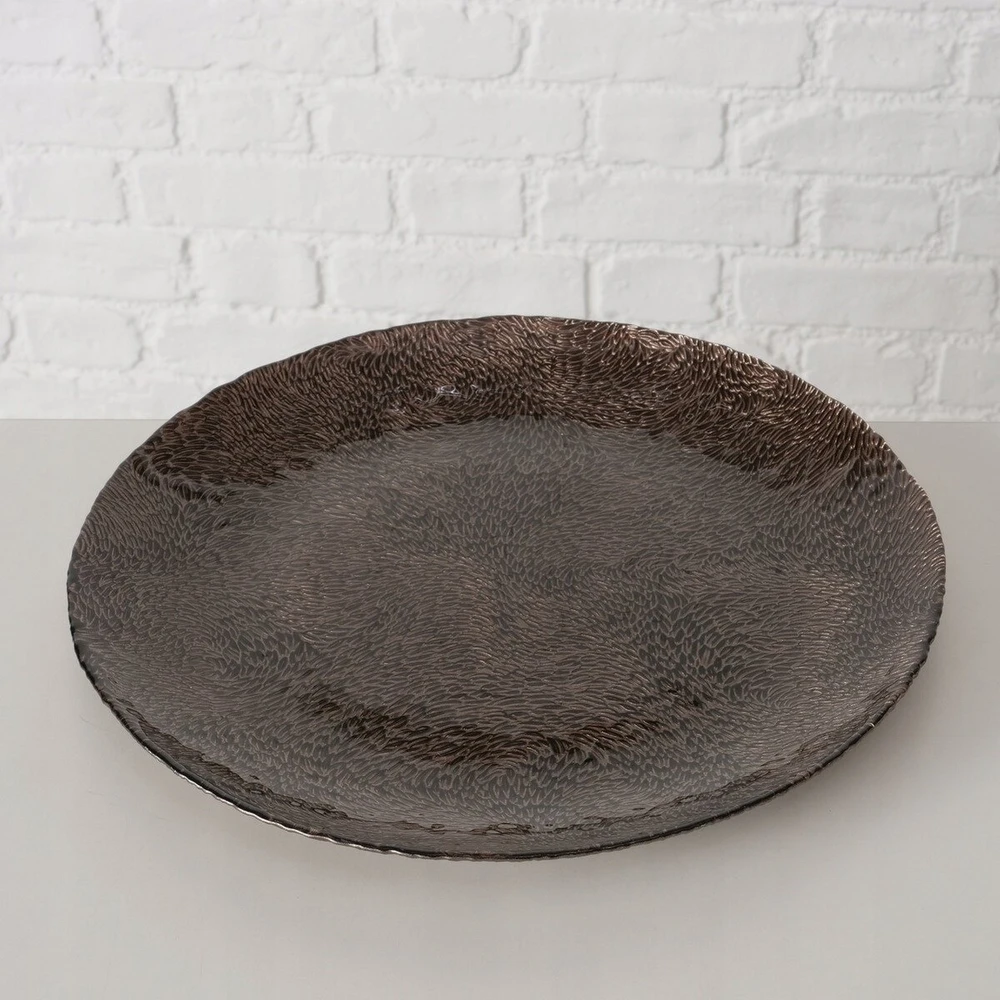 Boltze Bolze Dekoratyvinė lėkštė stiklinis RUDAS, Ø 32 cm