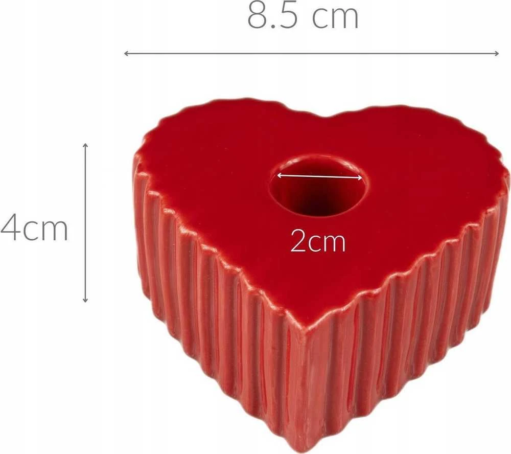 Boltze keraminis žvakių laikiklis ilgai širdies formos žvakei ANIMA, 4 x 9 cm