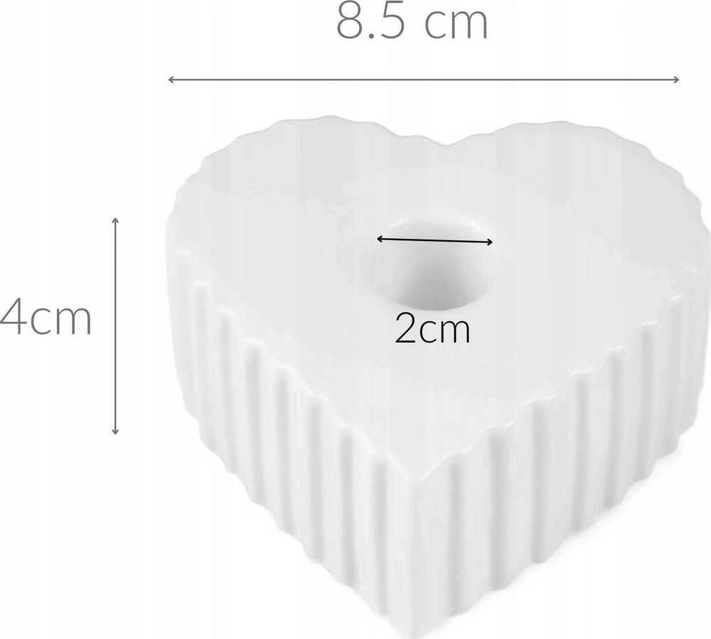 Boltze keraminis žvakių laikiklis ilgai širdies formos žvakei ANIMA, 4 x 9 cm