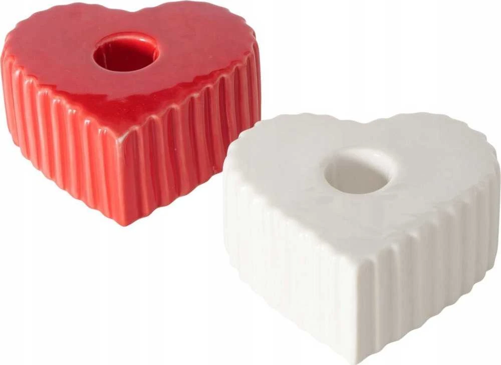 Boltze keraminis žvakių laikiklis ilgai širdies formos žvakei ANIMA, 4 x 9 cm