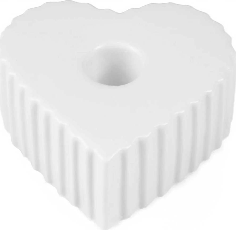 Boltze keraminis žvakių laikiklis ilgai širdies formos žvakei ANIMA, 4 x 9 cm