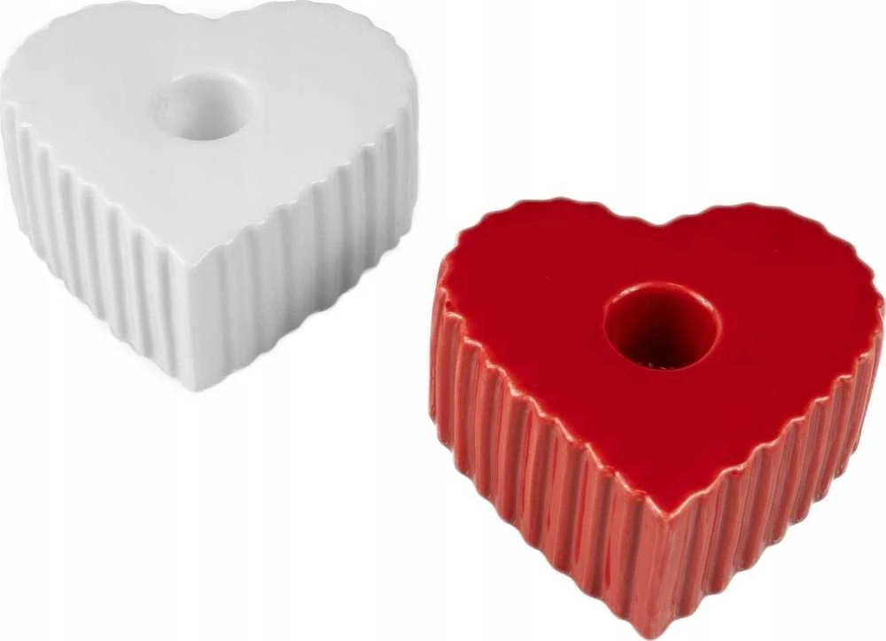 Boltze keraminis žvakių laikiklis ilgai širdies formos žvakei ANIMA, 4 x 9 cm