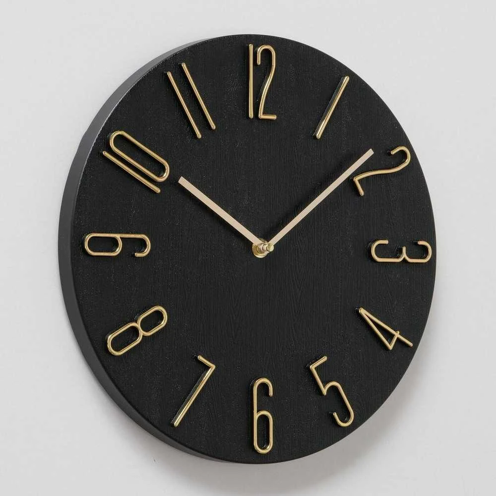 Nežinomas Laikrodis TEMPO 2043987, aukso/juoda, plastikas, D30 cm