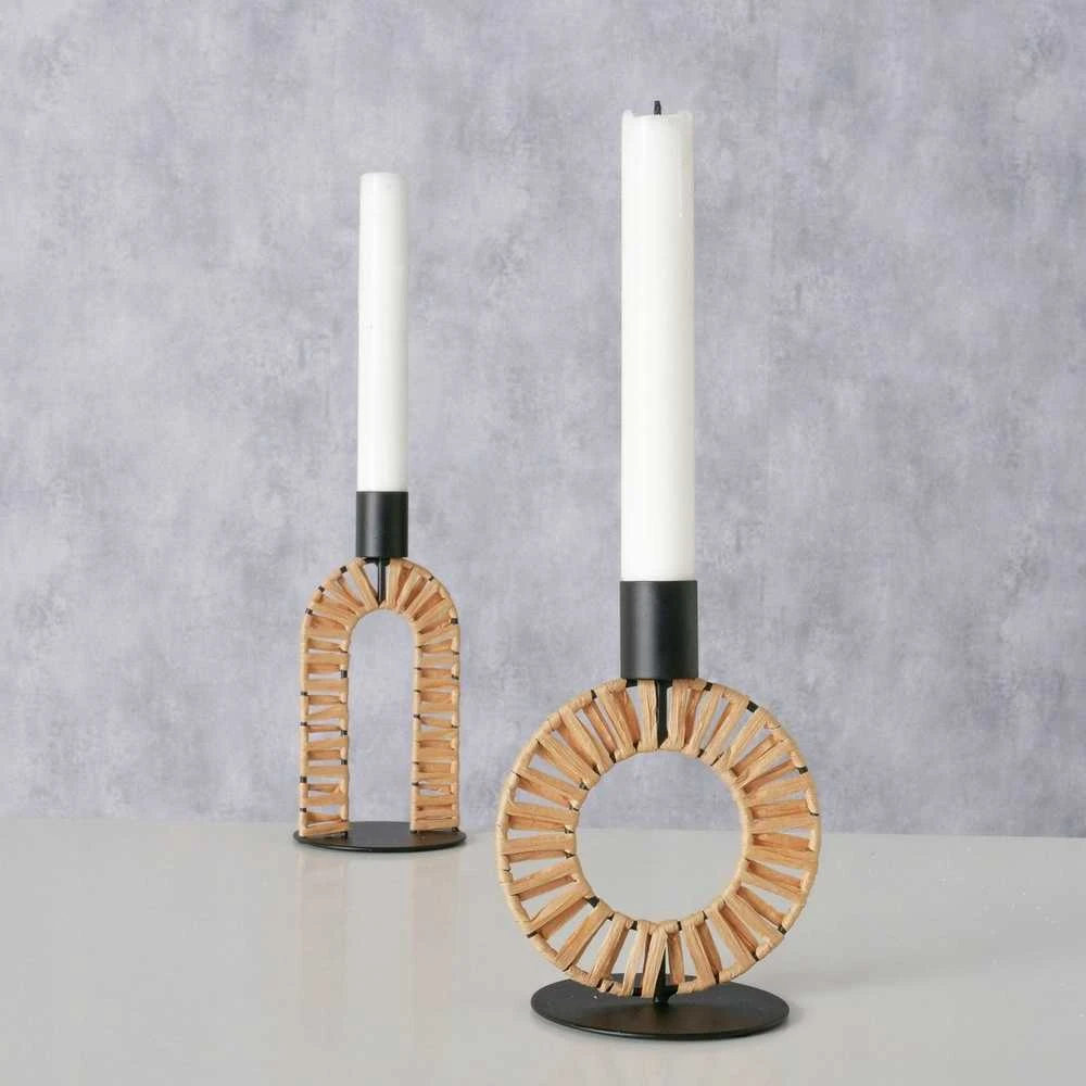 Boltze Metalinis žvakidė su šiaudų pynimu TOKE, 16 cm