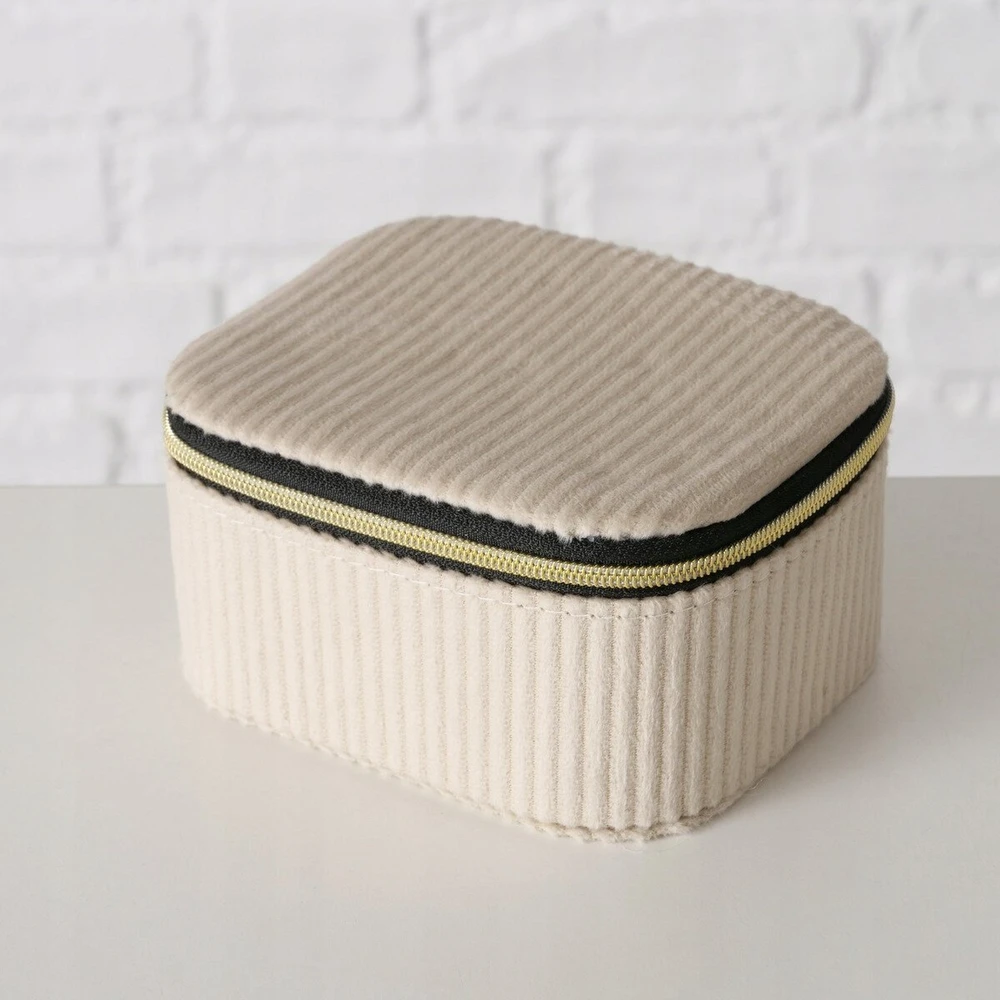 Boltze papuošalų dėžutė, aptraukta velvetu CAJA, 12 x 10 x 6 cm, spalvos: kreminė